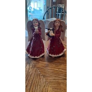 2- 9" Tall Ceramic Angels Light Up